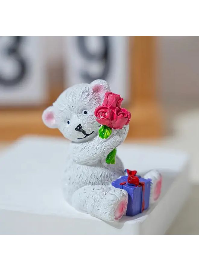 Romantic Bear Figurine With Rose And Heart Resin Love Themed Decor Gift For Valentine Day Wedding Decoration Indoor Or Outdoor Display - Image 4