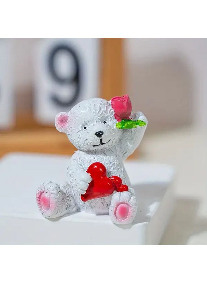 Romantic Bear Figurine With Rose And Heart Resin Love Themed Decor Gift For Valentine Day Wedding Decoration Indoor Or Outdoor Display - Image 5