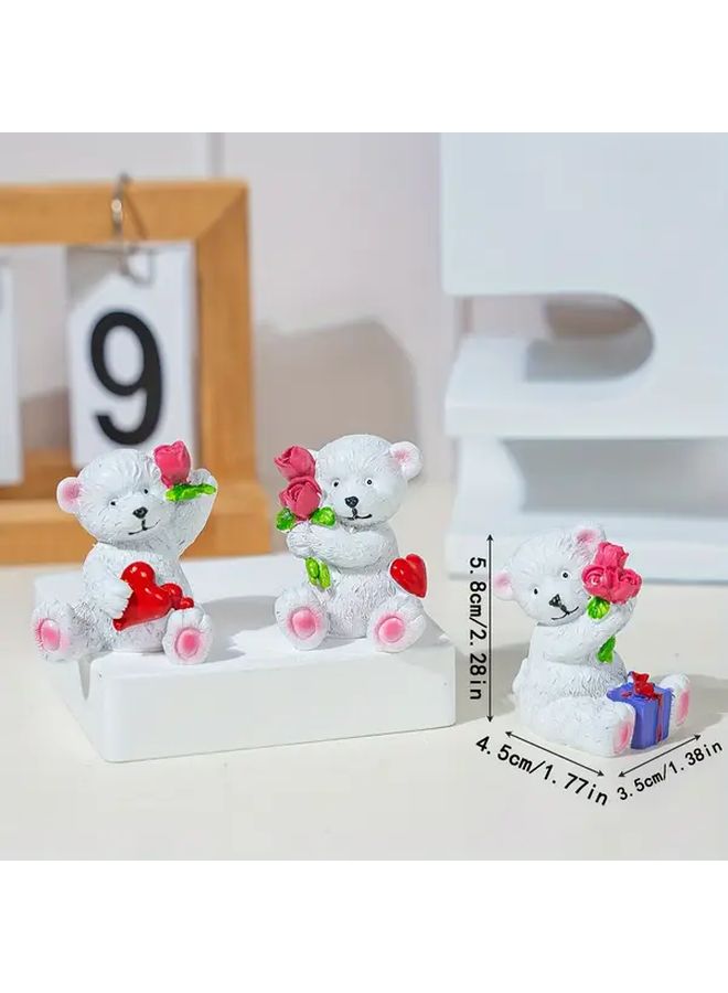 Romantic Bear Figurine With Rose And Heart Resin Love Themed Decor Gift For Valentine Day Wedding Decoration Indoor Or Outdoor Display - Image 3