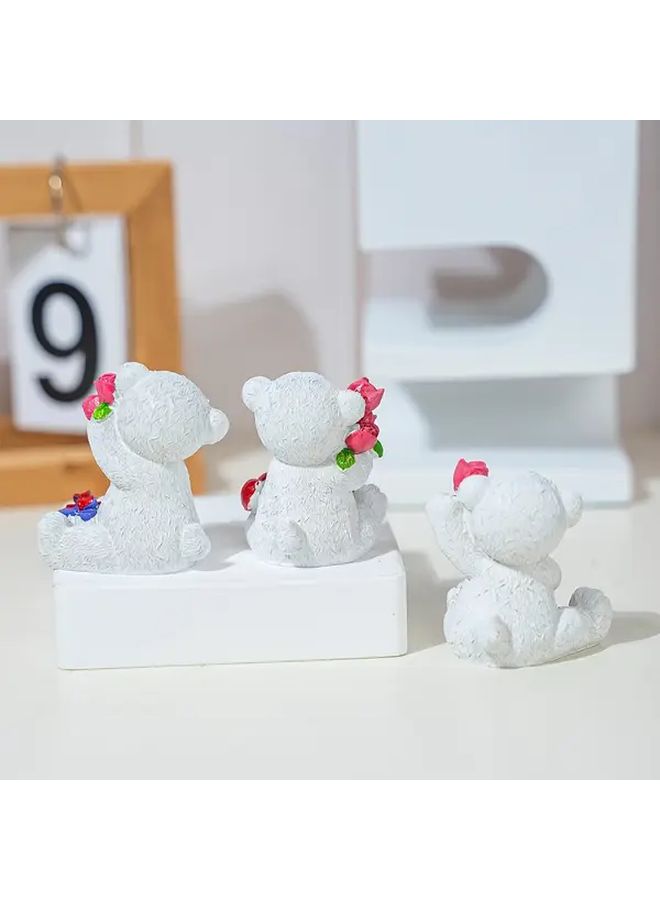 Romantic Bear Figurine With Rose And Heart Resin Love Themed Decor Gift For Valentine Day Wedding Decoration Indoor Or Outdoor Display - Image 2