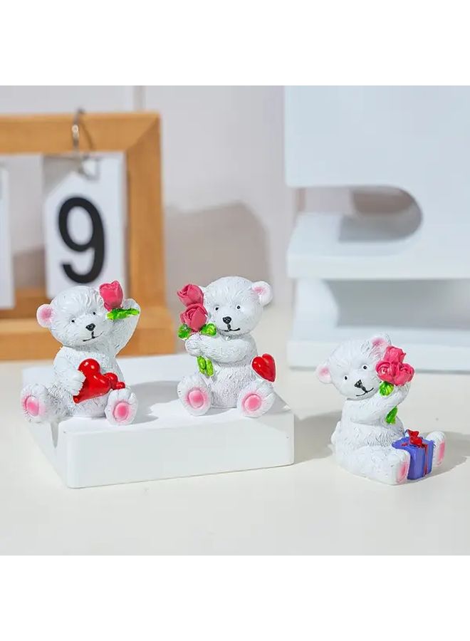 Romantic Bear Figurine With Rose And Heart Resin Love Themed Decor Gift For Valentine Day Wedding Decoration Indoor Or Outdoor Display - Image 1