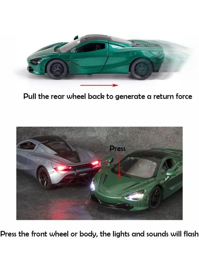 Sky Tech Sky Tech® McLaren 720s Model Car Sports Car 1:32 Exclusive Alloy Metal Pull Back Die-cast Car Diecast Metal Pullback Toy car with Openable Doors & Light Music Gifts Toys for Kids【Colors as Per Stock】  - Image 4