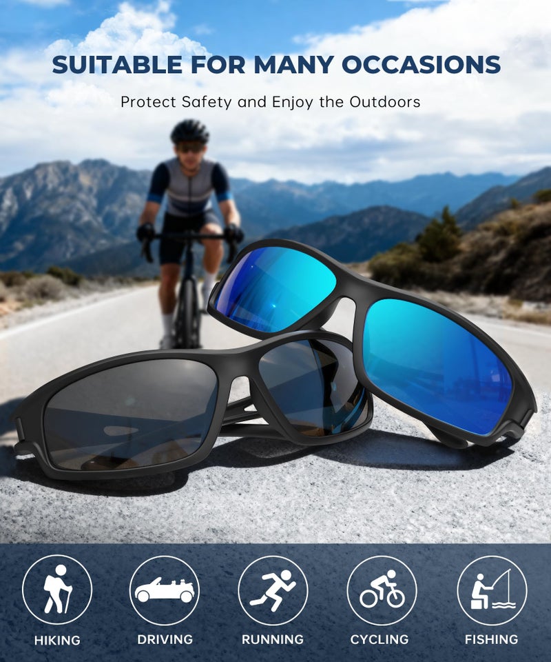 QALLY Polarized-Sunglasses-Men Sports Mens-Sunglasses: Sun-Glasses with UV Protection for Fishing Driving Running Cycling - Image 5