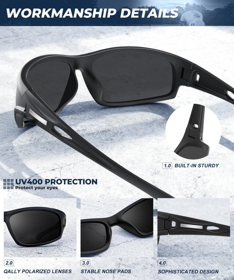 QALLY Polarized-Sunglasses-Men Sports Mens-Sunglasses: Sun-Glasses with UV Protection for Fishing Driving Running Cycling - Image 3