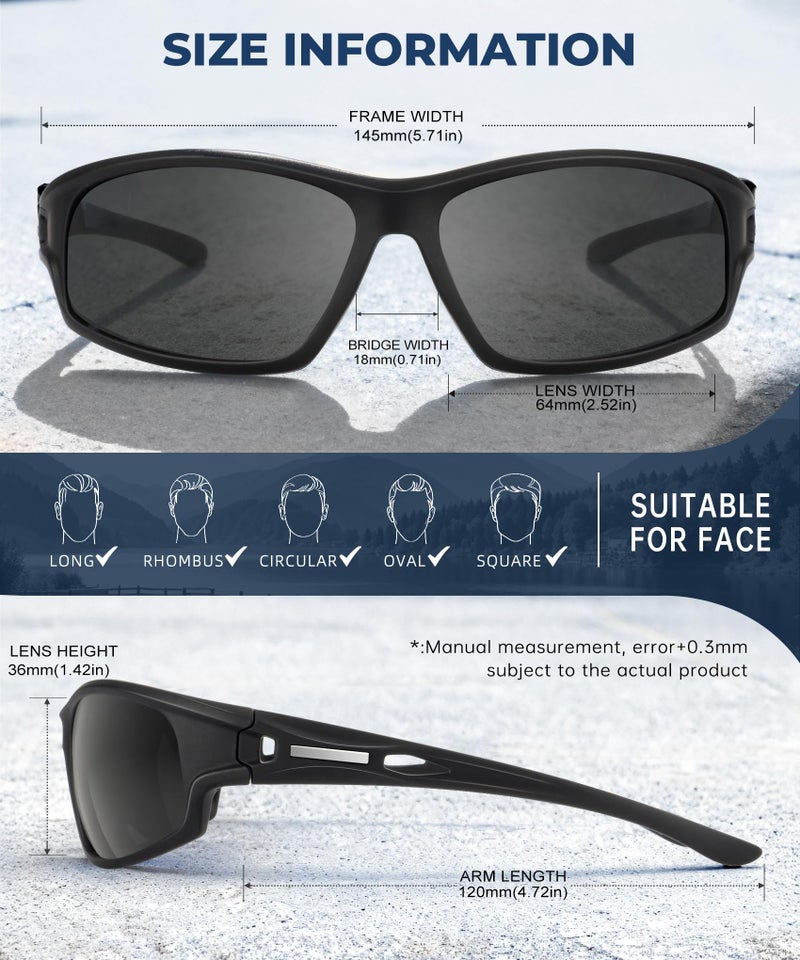 QALLY Polarized-Sunglasses-Men Sports Mens-Sunglasses: Sun-Glasses with UV Protection for Fishing Driving Running Cycling - Image 4