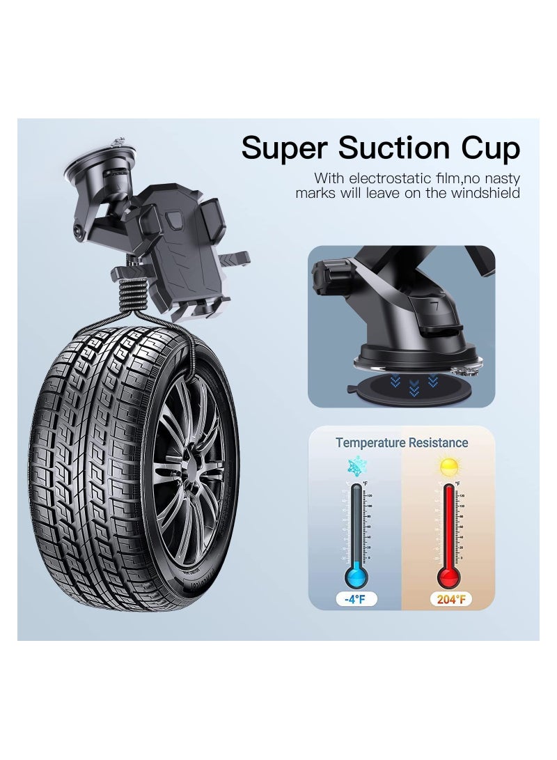 SYOSI Dashboard Windshield Car Phone Mount, Super Suction Cup Phone Mount [Military-Grade Suction] Universal Car Phone Holder Hands Free Dashboard Phone Mount for iPhone Samsung & Other Cellphone - Image 3