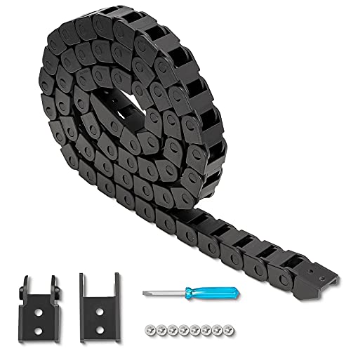 USKEYVISION 1M Drag Chain Cable Carrier R18 10x10mm(Inn HxW) Plastic Black Towline Wire Cable Chain Carrier for CNC Router Mill and 3D Printer,with Extra Connector,Screwdriver,Screws, Bridge Type(10x10） - Image 1