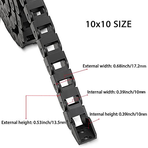 USKEYVISION 1M Drag Chain Cable Carrier R18 10x10mm(Inn HxW) Plastic Black Towline Wire Cable Chain Carrier for CNC Router Mill and 3D Printer,with Extra Connector,Screwdriver,Screws, Bridge Type(10x10） - Image 2