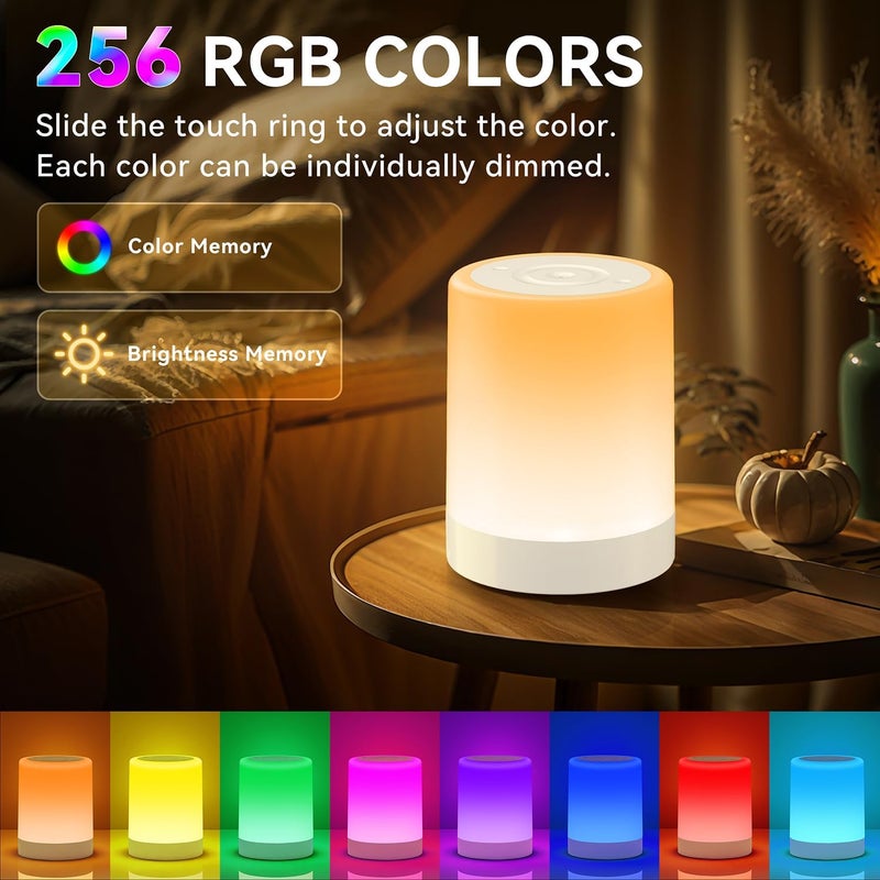 أوكسمير مصباح الليلي للأطفال والرضع، مصباح لمسي قابل للتعتيم مع 256 لونًا RGB و5 مستويات سطوع، ضوء محيط ناعم لراحة العين، مصباح سريري قابل لإعادة الشحن للحضانة وغرفة النوم، أبيض - Image 4