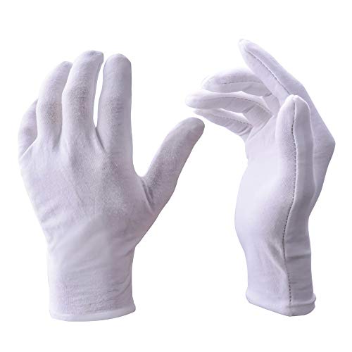 Zealor 12 Pairs White Cotton Gloves Soft Hand Gloves Dust-Free Work for Men Women Art Crafting, Jewelry Handling, BBQ, Eczema Care, Coin Jewelry Watch Inspection, Dry Hands Sleeping, Archiva, Medium - Image 1
