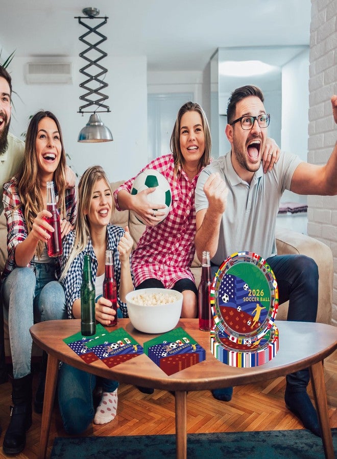 LDFDRT زينة حفلات كأس العالم لكرة القدم 2026 - الولايات المتحدة الأمريكية، كندا، المكسيك، طقم أطباق ومناديل كرة قدم مكون من 20 قطعة، أطباق ورقية للاستخدام مرة واحدة مقاس 9 بوصات، لوازم حفلات كرة القدم لتزيين حفلات أعياد الميلاد. - Image 4