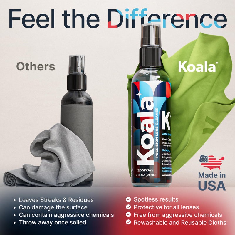 Koala Lifestyle Koala Eyeglass Lens Cleaner Spray Kit | (2x) Glasses Cleaner Bottle + (2x) Microfiber Cloth | Alcohol Free Eyeglasses, Screen, and Camera Cleaning Kit | Made in USA (4 Piece Set)  - Image 5