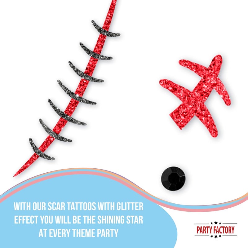 Party Factory Diverse use resistant crafted quality Face Tattoo Scars, Temporary Glitter Face Tattoo for Theme Party, Halloween & Carnival, Children & Adults KSA market compliant quality - Image 5