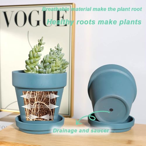 vensovo 6 Inch Steel Blue Terracotta & Clay Pots for Plant with Saucer - 4 Pack Medium Terra Cotta Planter with Drainage Hole, Flowerpot for Indoor Outdoor Plants, Crafts, Wedding Favor - Image 4