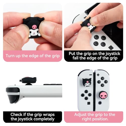 WISHAVEN Cute Pocket Monsters Joycon Thumb Grip Caps Compatible with Nintendo Switch, Soft Silicone Joystick Cover for Nintendo Switch/OLED/Lite Controller, 4PCS (Skull & Troublemaker Rabbit) - Image 4