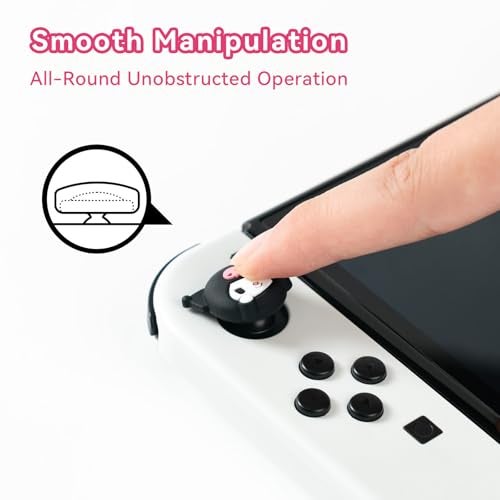 WISHAVEN Cute Pocket Monsters Joycon Thumb Grip Caps Compatible with Nintendo Switch, Soft Silicone Joystick Cover for Nintendo Switch/OLED/Lite Controller, 4PCS (Skull & Troublemaker Rabbit) - Image 3