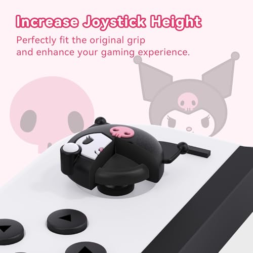 WISHAVEN Cute Pocket Monsters Joycon Thumb Grip Caps Compatible with Nintendo Switch, Soft Silicone Joystick Cover for Nintendo Switch/OLED/Lite Controller, 4PCS (Skull & Troublemaker Rabbit) - Image 2