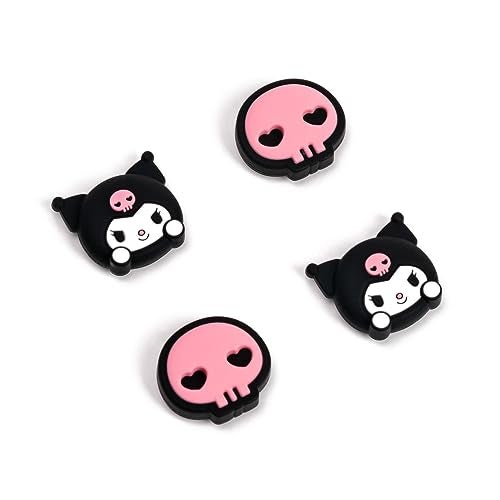 WISHAVEN Cute Pocket Monsters Joycon Thumb Grip Caps Compatible with Nintendo Switch, Soft Silicone Joystick Cover for Nintendo Switch/OLED/Lite Controller, 4PCS (Skull & Troublemaker Rabbit) - Image 1