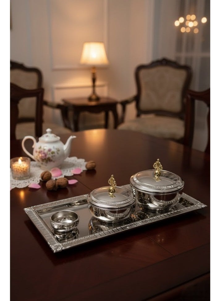 Luxury silver/gold plate and date set - Image 2