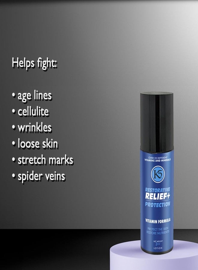 كي5+ كريم K5 Restorative Relief+ Protection - كريم مرطب ومقاوم لعلامات تقدم السن - صنع في الولايات المتحدة الأمريكية - يحتوي على فيتامينات وكولاجين ونياسيناميد، 3 أونصات - Image 4