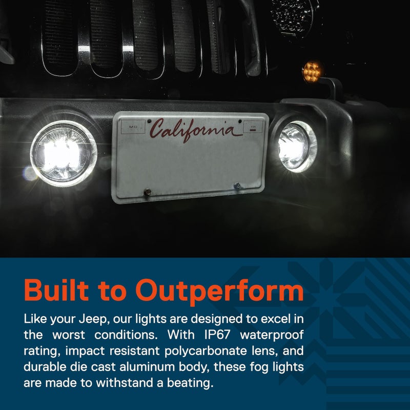 ONLINE LED STORE TRUE MODS 4-inch 60W LED Fog Lights Replacement For 2007-2018 Jeep Wrangler JK Unlimited JKU Sport S Rubicon Sahara Front Bumper Off-Road Fog Lamp Round Driving Light Bulb Accessories - Image 3