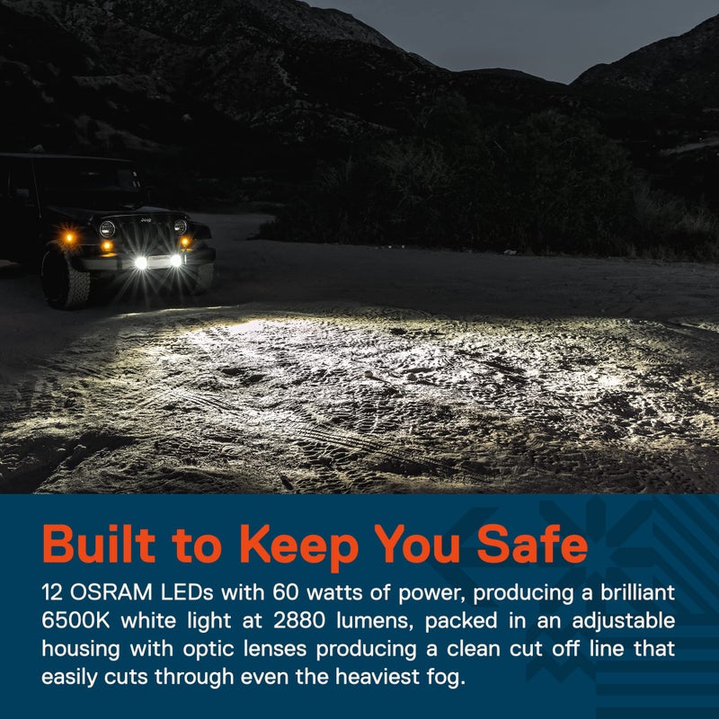 ONLINE LED STORE TRUE MODS 4-inch 60W LED Fog Lights Replacement For 2007-2018 Jeep Wrangler JK Unlimited JKU Sport S Rubicon Sahara Front Bumper Off-Road Fog Lamp Round Driving Light Bulb Accessories - Image 2