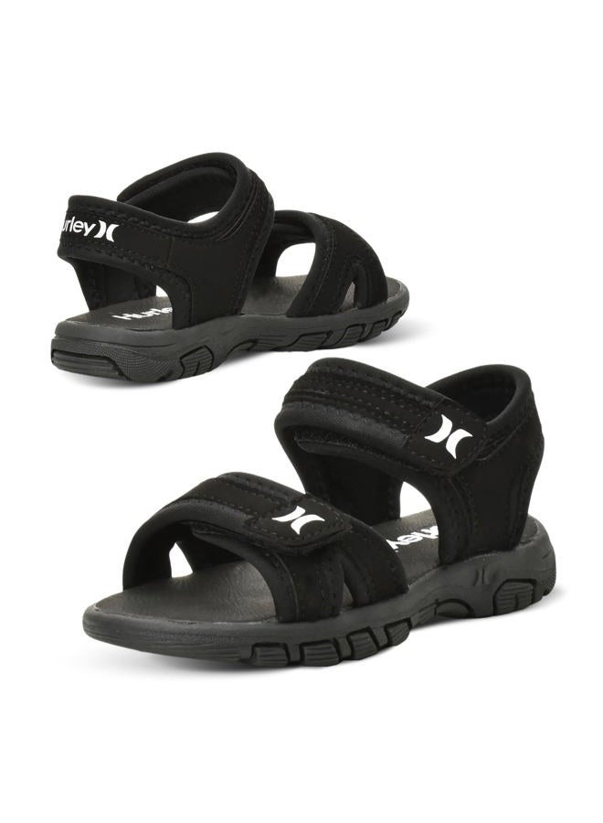 Hurley Loni Toddler Water Shoes, Girls and Boys Open Toe Sandals, Lightweight, Breathable, Kids Water Shoes with Non-Slip Sole and Two Adjustable Straps, Outdoor Toddler Swim Shoes, Black - Image 1