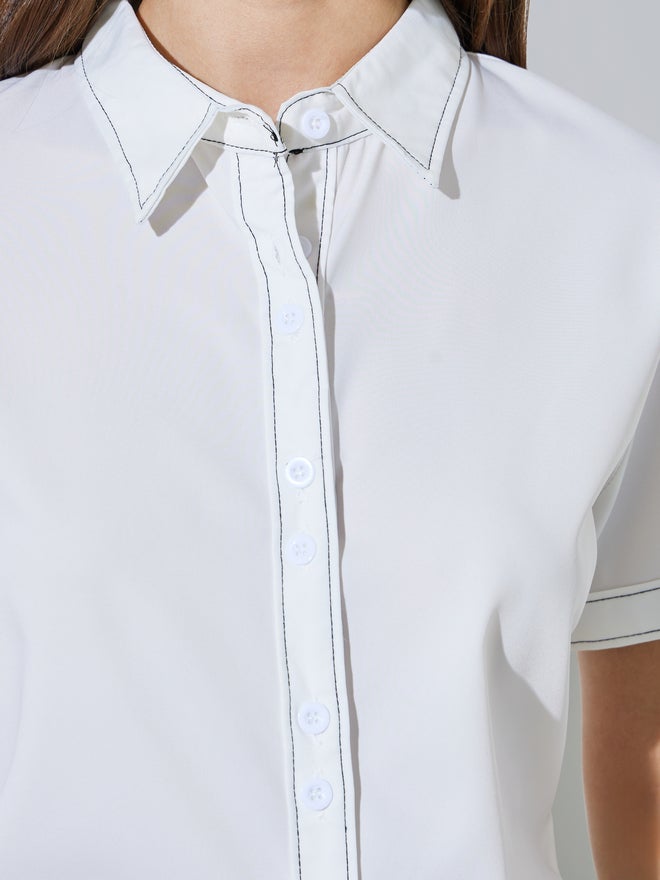 Styli White Short Sleeve Classic Casual Shirt - Image 3