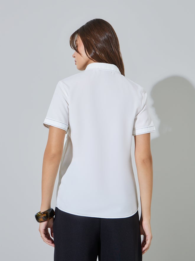 Styli White Short Sleeve Classic Casual Shirt - Image 4
