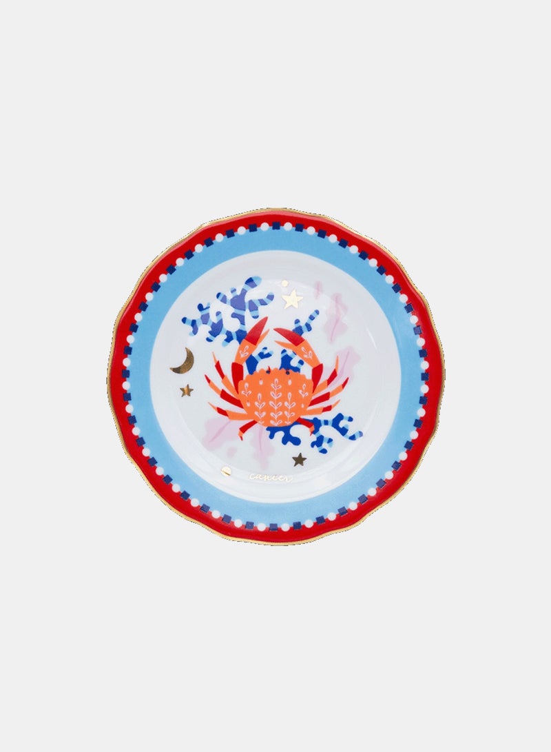 Baci milano Porcelain Decorative Plate 6.3 Inches (16 cm) – Design with Cancer Accent – Round Jewellery Tray for Table or Wall – Home Decor & Gifts for Women - Image 1