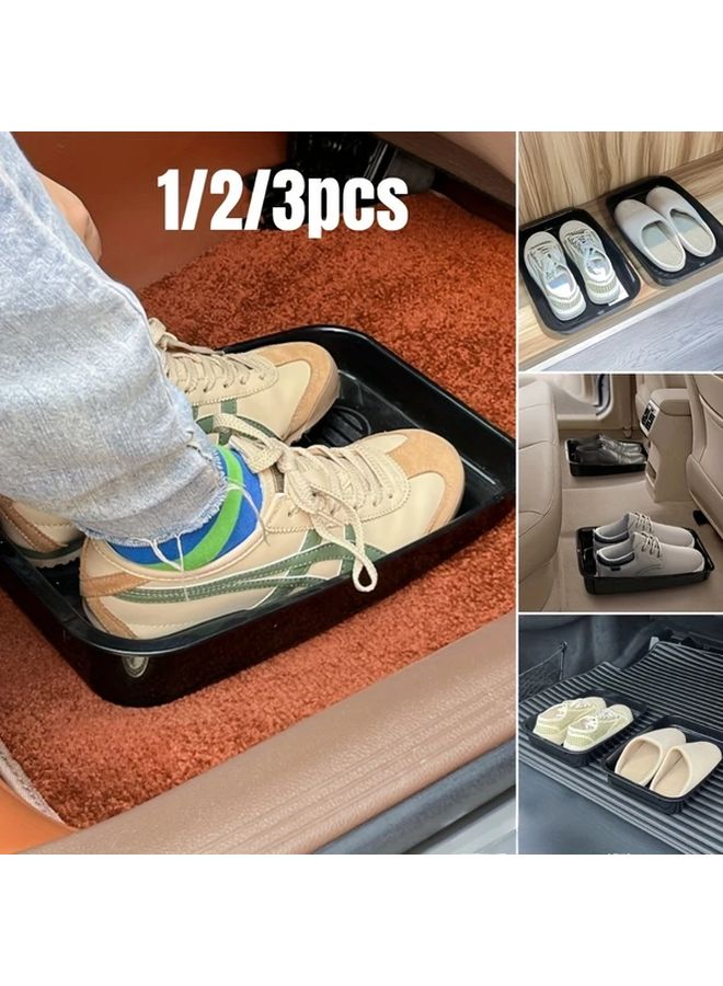 Waterproof Car Shoe Storage Organizer 2pcs Black Tray Fit Vehicles SUV - Image 1