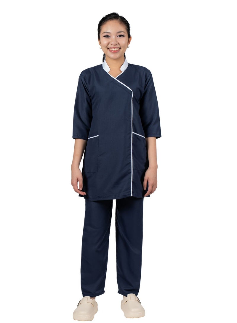 Professional Housemaid/Khadama/Nanny Uniform Set 3/4 Sleeve, with Matching Trousers COTTON