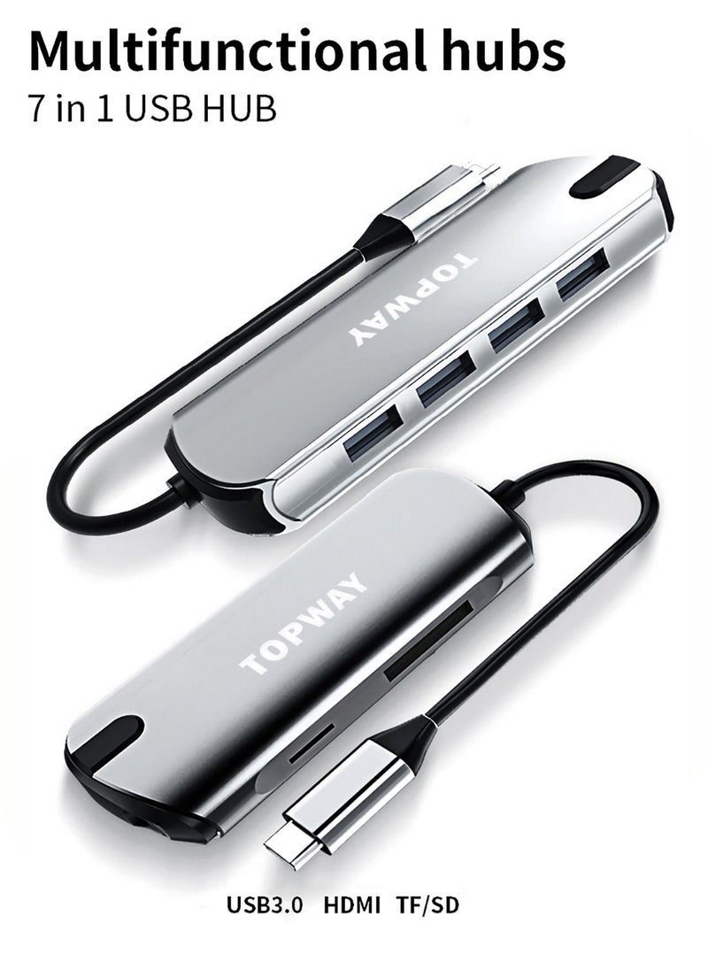 TOPWAY USB C Hub, 8-in-1 Type C Adapter With 4K HDMI Port, 3 USB 3.0 Ports, SD & TF Card Slots，1 PD Quick Charge Port And 3.5mm Headphone Audio Jack  - Image 4