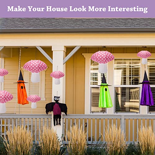 Windspeed 4Pcs Mushroom Shaped Paper Lanterns - Large Mushroom Shaped Paper Lanterns For Nursery, Garden, Christmas Party Decoration - 8 inch, 12 inch (Pink) - Image 4