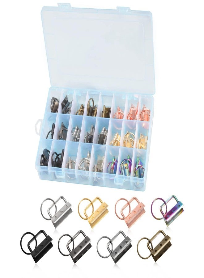 LEONTOOL 48 Pcs Key Fob Hardware Set 8 Colors Keychain Fob Hardware Kit 0.8 Inches for Wristlet Keychain, Key Lanyard and Key Chain Making - Image 1