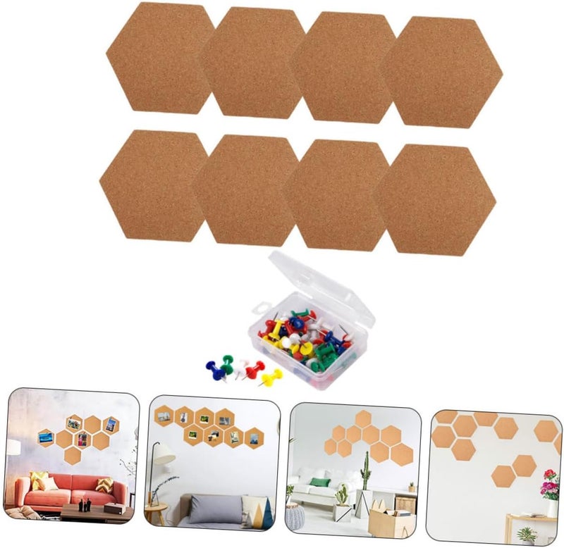NUOBESTY 8pcs Self-Adhesive Hexagon Corkboard Tiles for Home Office Creative Bulletin Board Easy to Install Memo and Photo Wall Decor for Personal and Professional Spaces - Image 4