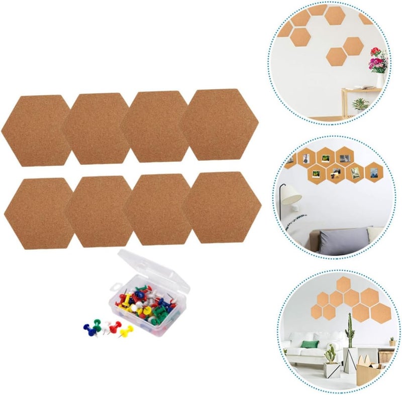 NUOBESTY 8pcs Self-Adhesive Hexagon Corkboard Tiles for Home Office Creative Bulletin Board Easy to Install Memo and Photo Wall Decor for Personal and Professional Spaces - Image 3