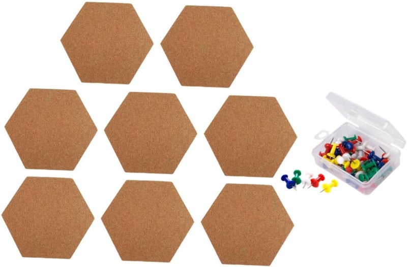 NUOBESTY 8pcs Self-Adhesive Hexagon Corkboard Tiles for Home Office Creative Bulletin Board Easy to Install Memo and Photo Wall Decor for Personal and Professional Spaces - Image 1