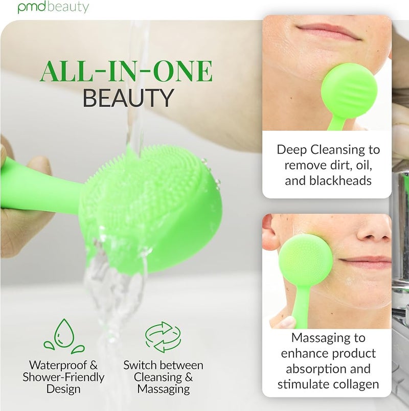 PMD Clean - Smart Facial Cleansing Device with Silicone Brush & Anti-Aging Massager - Waterproof - SonicGlow Vibration Technology - Clear Pores and Blackheads - Lift, Firm, and Tone Skin - Image 3