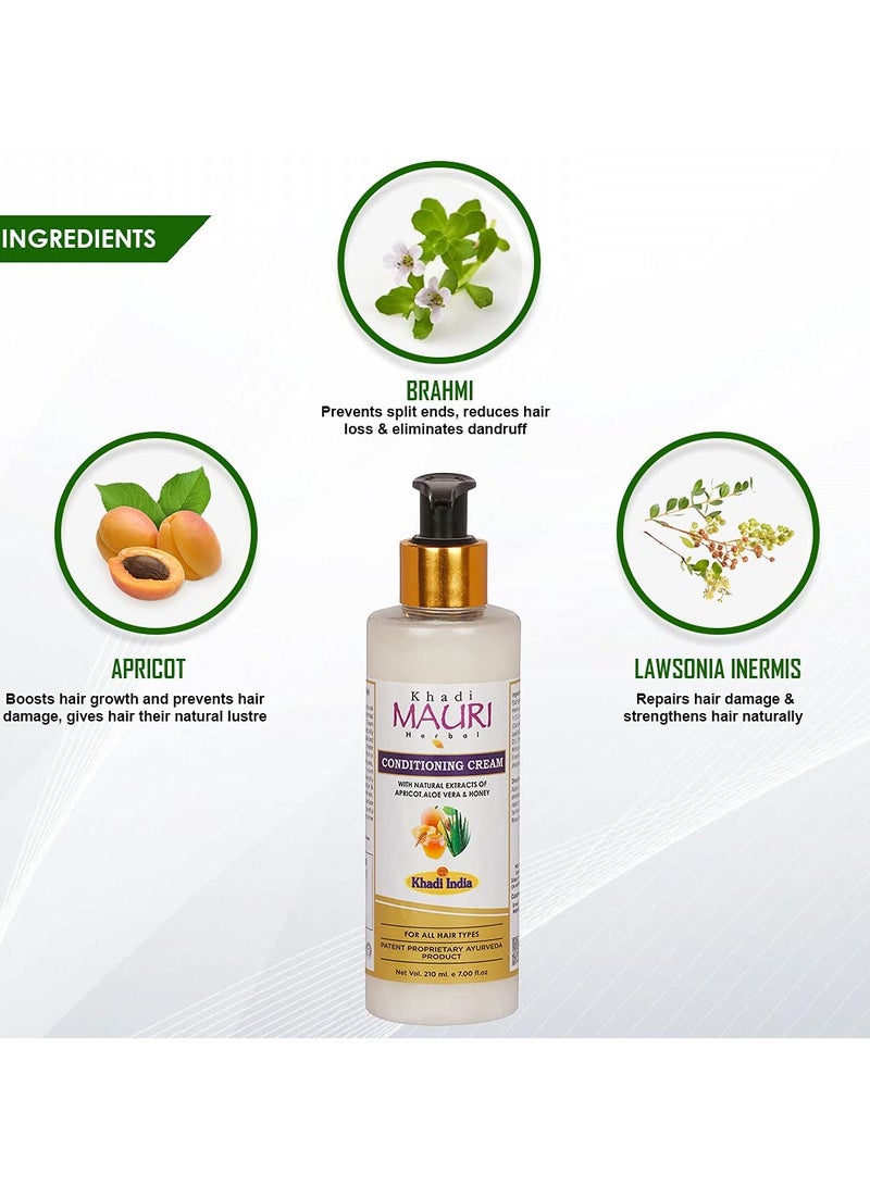 Khadi Mauri Herbal Conditioning Cream Shampoo For Dry & Damaged Hair Treatment & Deep Natural Conditioning, 210 Ml - Image 3