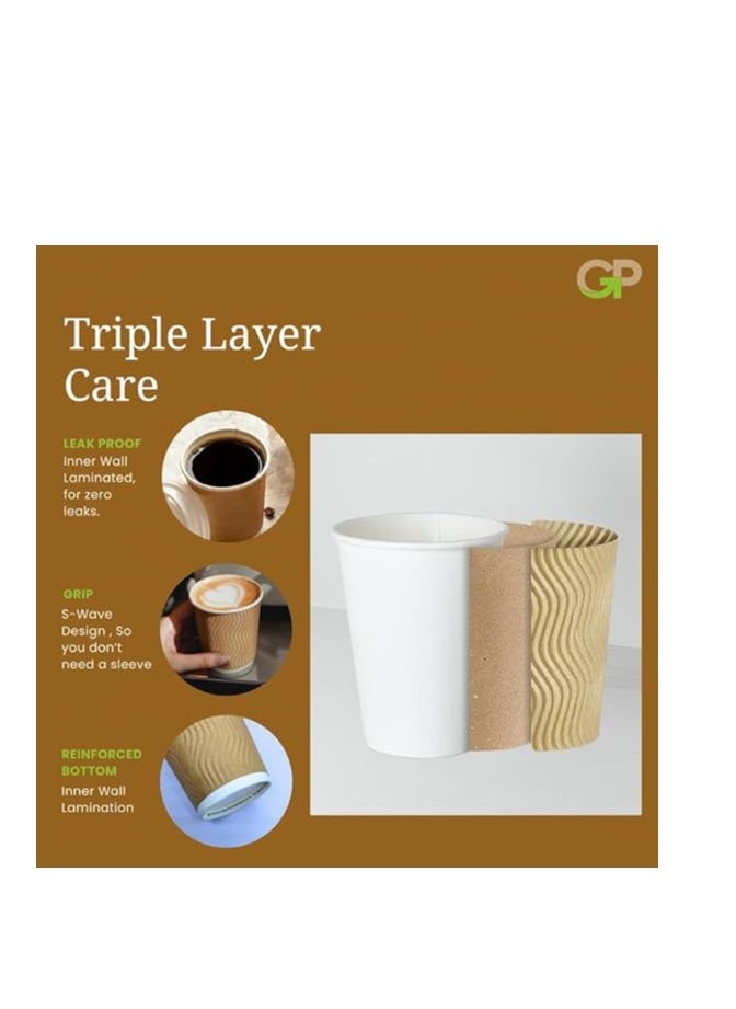 SKP Plastic Double Wall Corrugated Paper Cups 8 oz Brown (25 pcs)  - Image 4