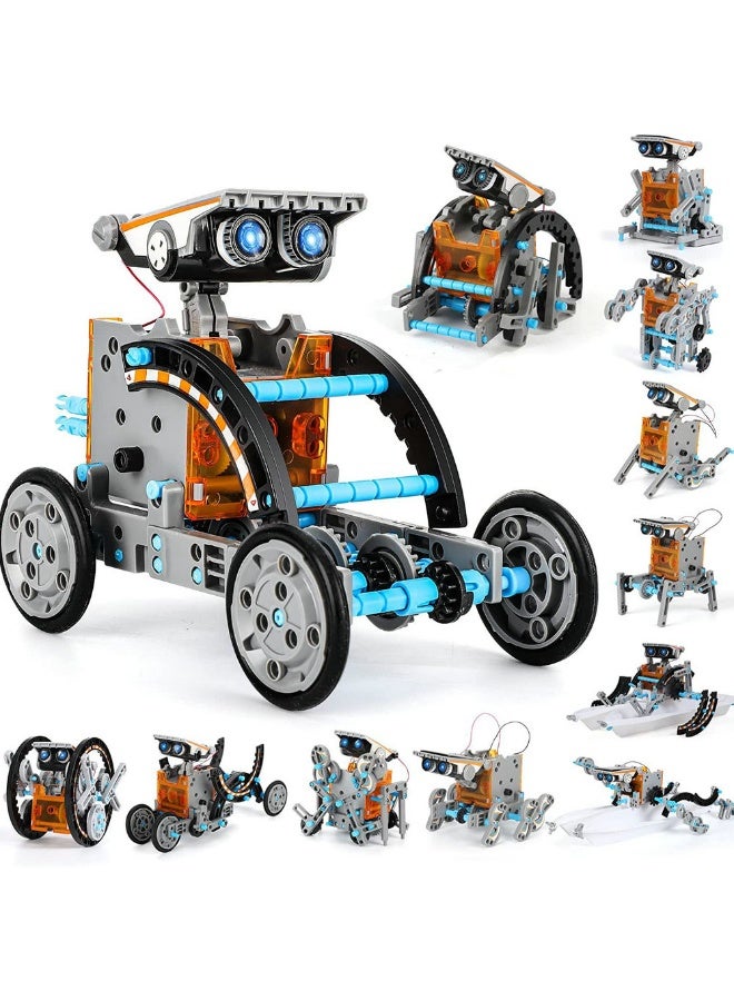 Children's educational 12-in-1 self-assembled solar assembly toy car and 12-in-1 intelligent robot toy - Image 1