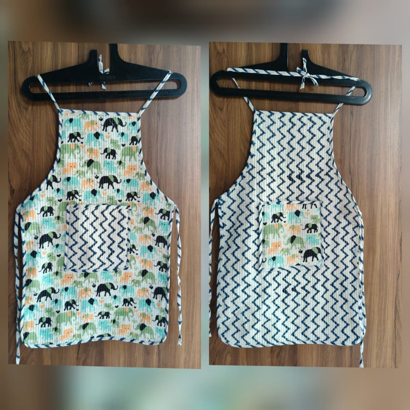 LITTLE CHIKU Kids Aprons-assorted-0-12 Years and Free Size  Elephant Print Design - Image 1
