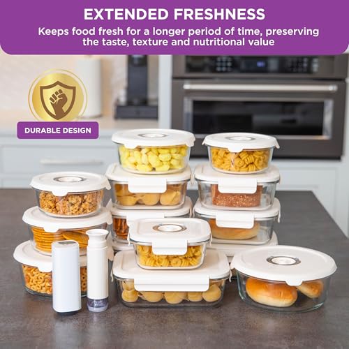 HOLDN’ STORAGE Vacuum Food Storage Containers, Set of 6 Glass Containers Mix & Electronic Pump - Keep Food Fresh Longer, BPA-Free Glass, Leak-Proof, Ideal for Meal Prep, Marinating - Image 2