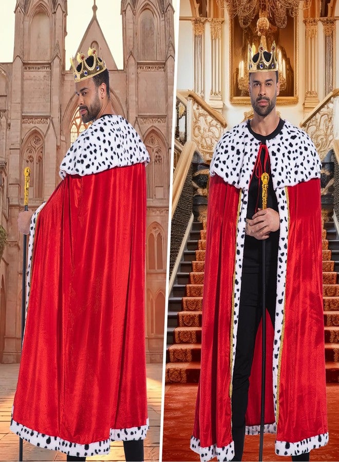 زي ملكي أحمر من FUUNTATO، يتضمن رداءً ملكيًا وتاجًا وعصا، مناسب للأطفال والكبار، أحمر، مقاس صغير (يتناسب مع أطوال من 3 أقدام و7 بوصات إلى 4 أقدام و7 بوصات). - Image 5