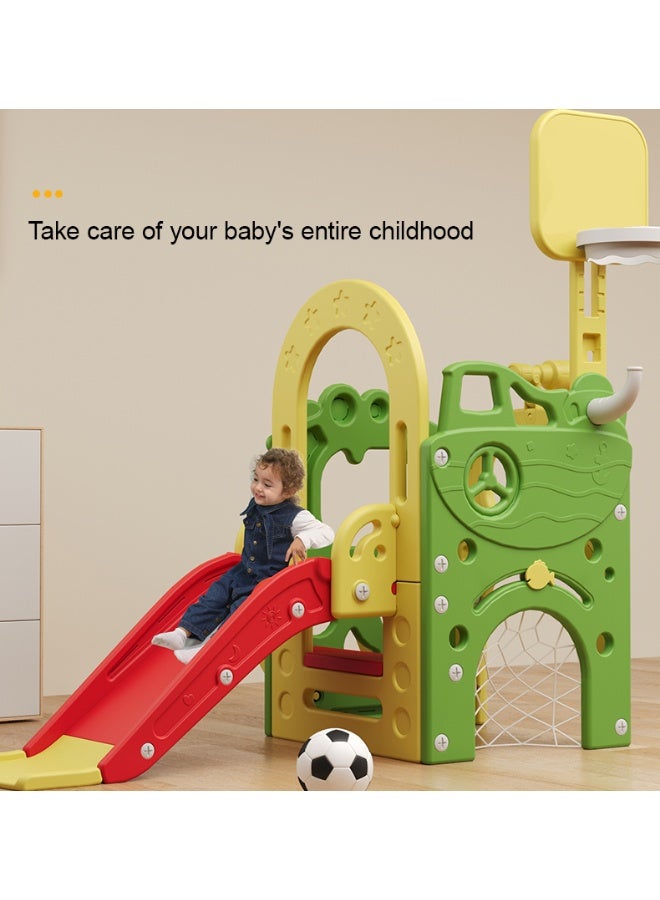 فول جوي مجموعة ألعاب زحليقة مع منزل وحلقة كرة سلة وكرة قدم ولوح طاولة،مجموعة ملعب داخلي وخارجي للأطفال الصغار،مجموعة ألعاب تسلق للأطفال - Image 4