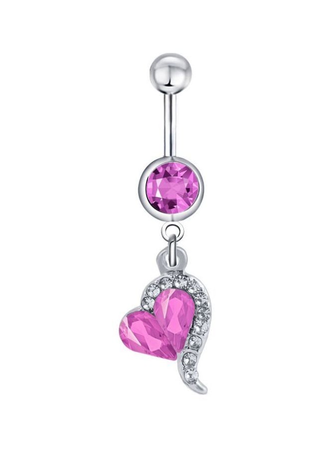 NIBEMINENT - 5-Piece Stone Studded Heart Designed Belly Rings - Image 1