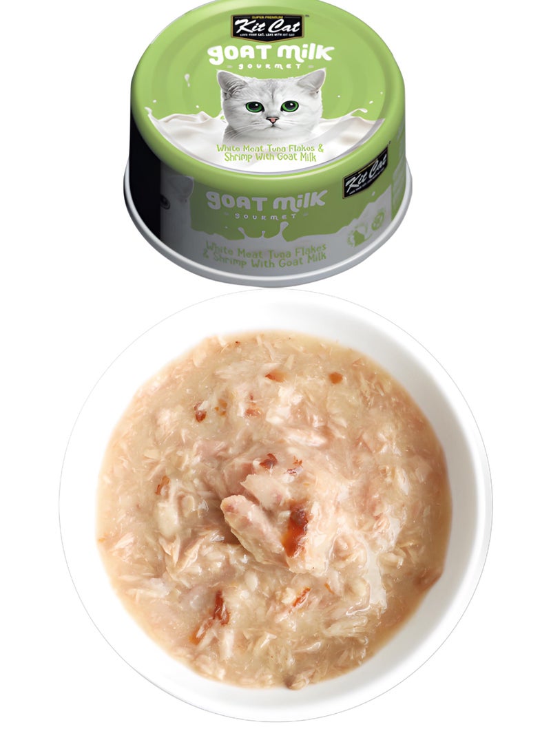Kit Cat (24 packs) wet food with -  Meat Tuna Flakes & Shrimp With Goat Milk / for small and large cats / 70 grams - Image 3