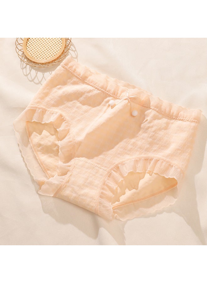 Mid-waist Solid Color Traceless Girl's Underwear Women's Antibacterial Breathable Women's Underwear Paaxel Crotch Lace Women's Underwear