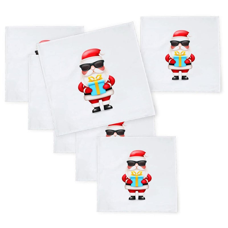 Khakee 6 Pcs Christmas Theme Silk Table Napkins 10x 10 for Xmas Decoration Christmas OrnamentsChristmas Giftxmas21139 - Image 1